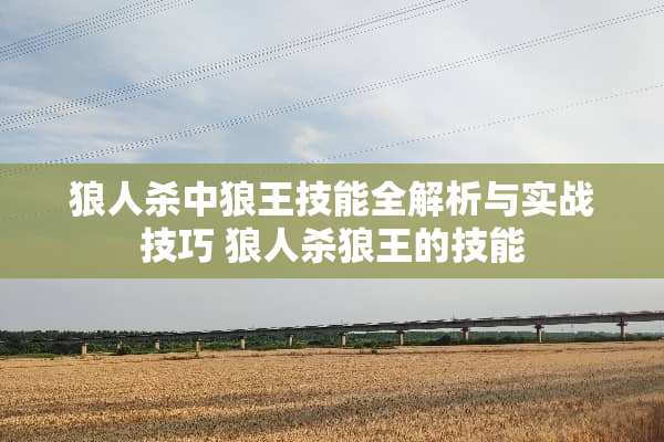 狼人杀中狼王技能全解析与实战技巧 狼人杀狼王的技能