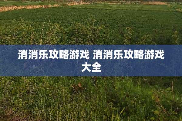 消消乐攻略游戏 消消乐攻略游戏大全