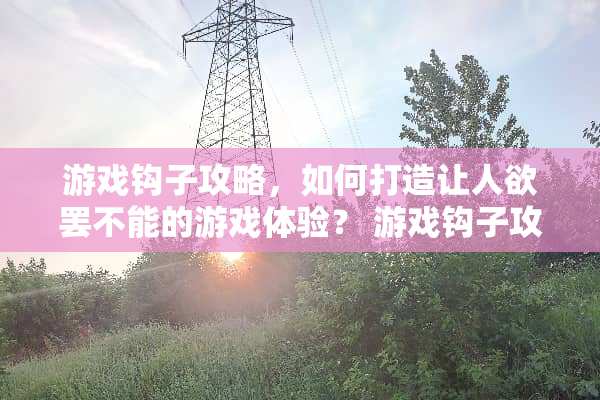 游戏钩子攻略，如何打造让**罢不能的游戏体验？ 游戏钩子攻略