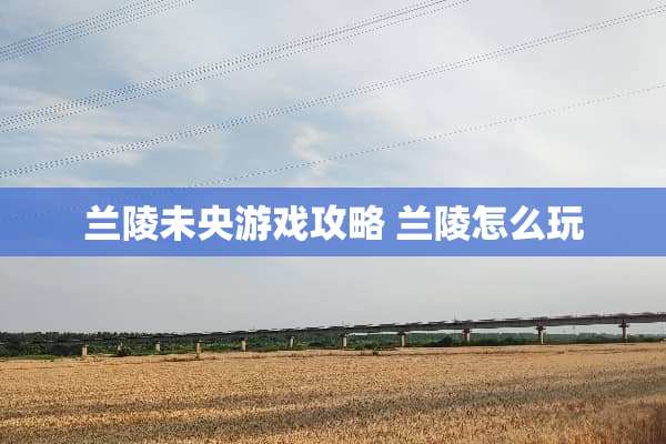 兰陵未央游戏攻略 兰陵怎么玩