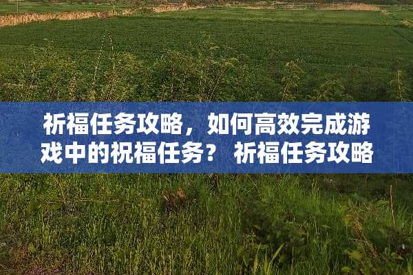 祈福任务攻略，如何高效完成游戏中的祝福任务？ 祈福任务攻略