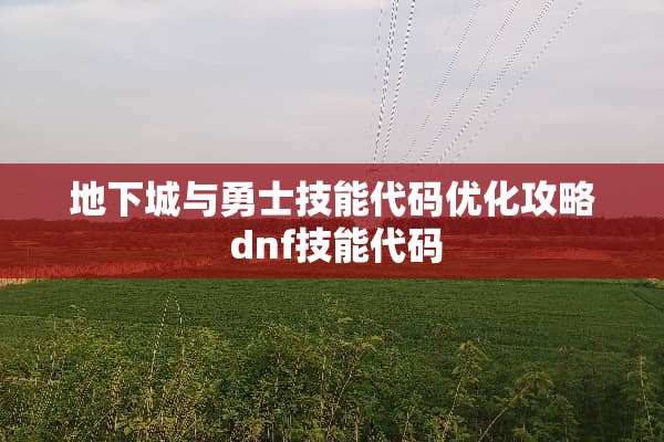 **城与勇士技能代码优化攻略 dnf技能代码