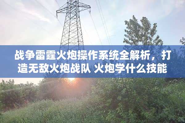 战争雷霆火炮操作系统全解析，打造无敌火炮战队 火炮学什么技能