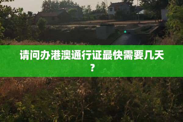 请问办港澳***最快需要几天？