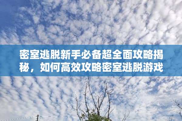 密室逃脱新手必备超全面攻略揭秘，如何高效攻略密室逃脱游戏 密室脱逃攻略