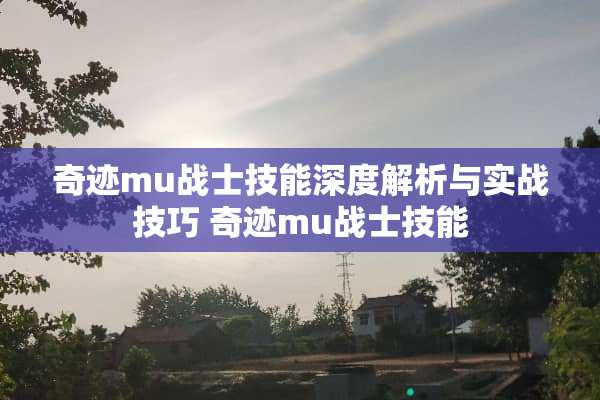 奇迹mu战士技能深度解析与实战技巧 奇迹mu战士技能