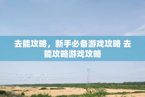 去能攻略，新手必备游戏攻略 去能攻略游戏攻略