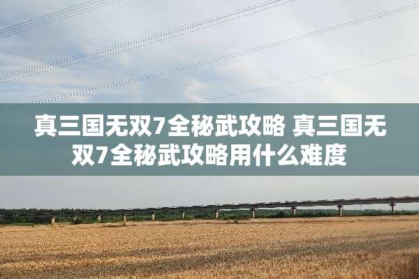 真三国无双7全秘武攻略 真三国无双7全秘武攻略用什么难度