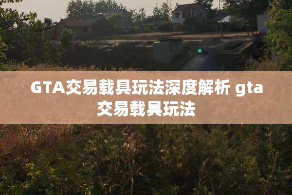 GTA交易载具玩法深度解析 gta交易载具玩法