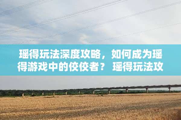 瑶得玩法深度攻略，如何成为瑶得游戏中的佼佼者？ 瑶得玩法攻略