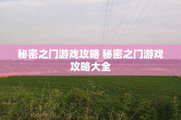 秘密之门游戏攻略 秘密之门游戏攻略大全