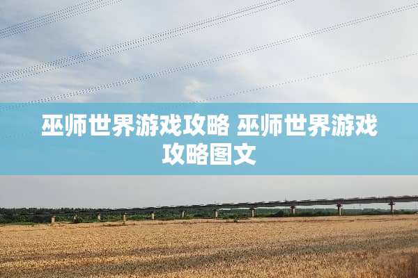 巫师世界游戏攻略 巫师世界游戏攻略图文