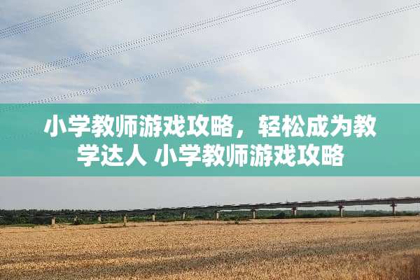 小学教师游戏攻略，轻松成为教学达人 小学教师游戏攻略