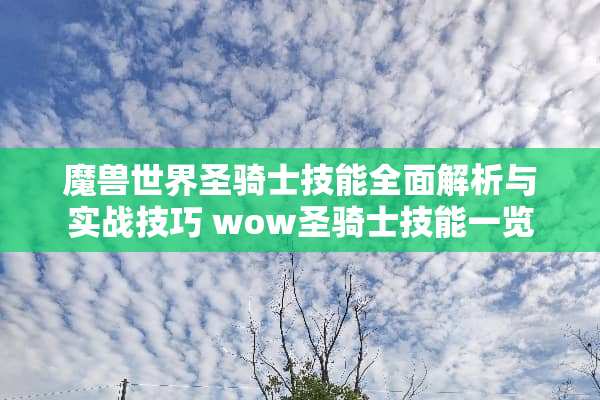 魔兽世界圣骑士技能全面解析与实战技巧 wow圣骑士技能一览