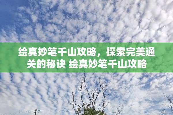 绘真妙笔千山攻略，探索完美通关的秘诀 绘真妙笔千山攻略