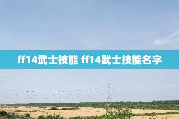 ff14武士技能 ff14武士技能名字