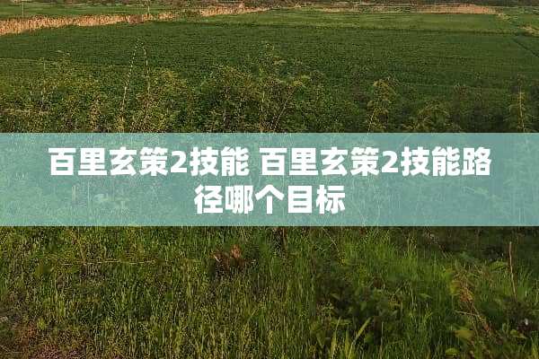 百里玄策2技能 百里玄策2技能路径哪个目标