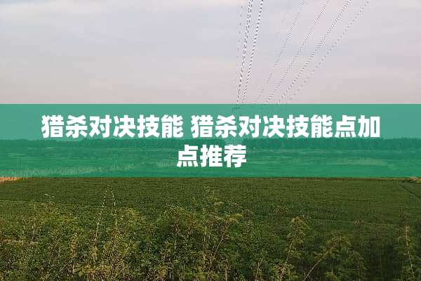 猎杀对决技能 猎杀对决技能点加点推荐