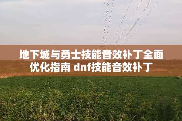 地下城与勇士技能音效补丁全面优化指南 dnf技能音效补丁