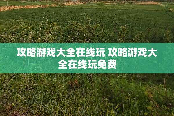 攻略游戏大全在线玩 攻略游戏大全在线玩免费