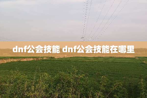 dnf公会技能 dnf公会技能在哪里