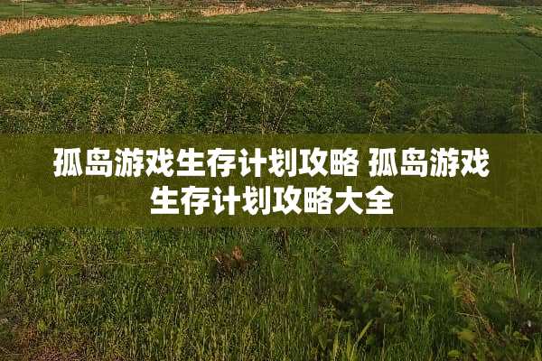 孤岛游戏生存计划攻略 孤岛游戏生存计划攻略大全