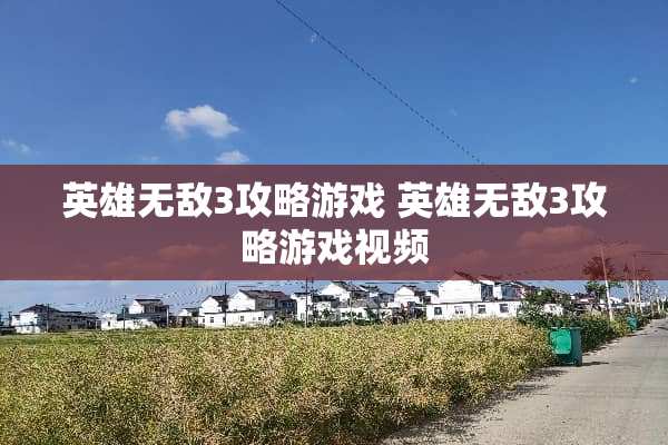英雄无敌3攻略游戏 英雄无敌3攻略游戏视频