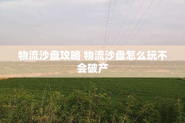 物流沙盘攻略 物流沙盘怎么玩不会破产