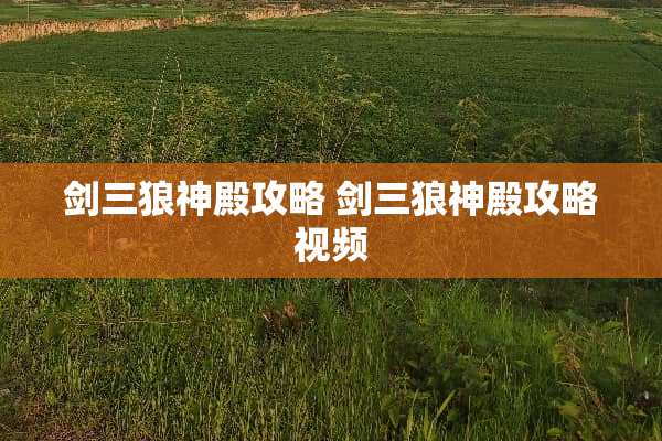 剑三狼神殿攻略 剑三狼神殿攻略视频