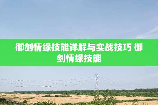 御剑情缘技能详解与实战技巧 御剑情缘技能
