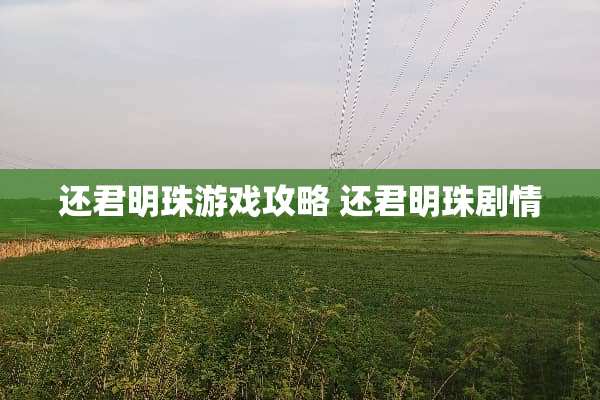 还君明珠游戏攻略 还君明珠剧情