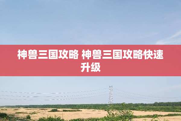神兽三国攻略 神兽三国攻略快速升级