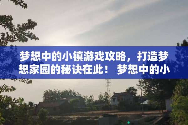 梦想中的小镇游戏攻略，打造***园的秘诀在此！ 梦想中的小镇游戏攻略
