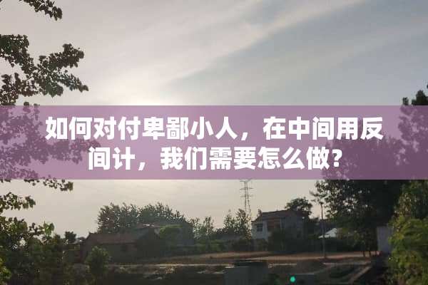 如何对付卑鄙小人，在中间用反间计，我们需要怎么做？