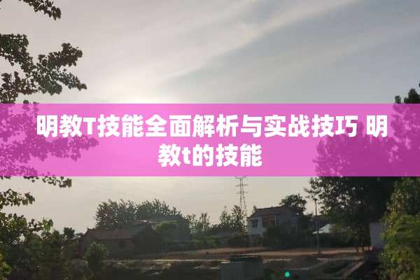 明教T技能全面解析与实战技巧 明教t的技能