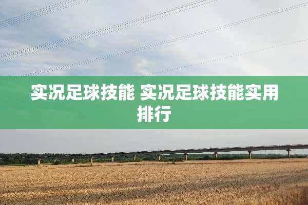实况**技能 实况**技能实用排行