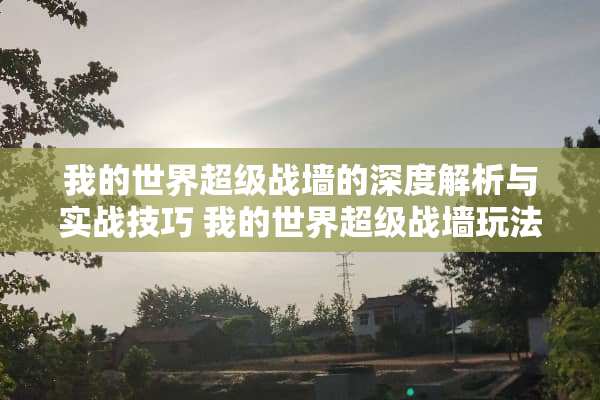 我的世界超级战墙的深度解析与实战技巧 我的世界超级战墙玩法
