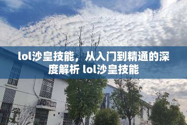 lol沙皇技能，从入门到精通的深度解析 lol沙皇技能