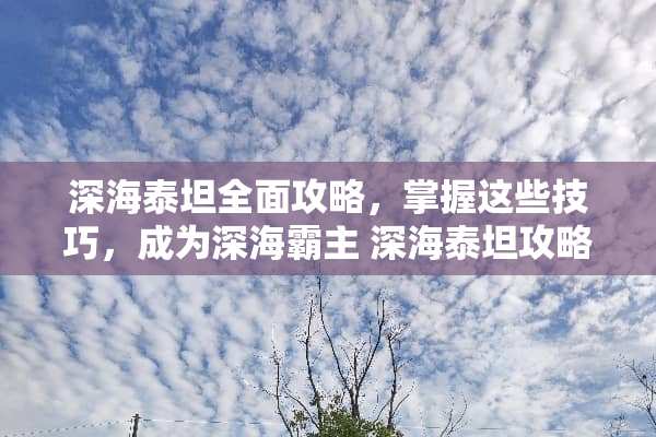 深海泰坦全面攻略，掌握这些技巧，成为深海霸主 深海泰坦攻略