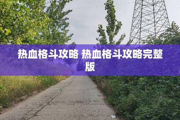 热血格斗攻略 热血格斗攻略完整版