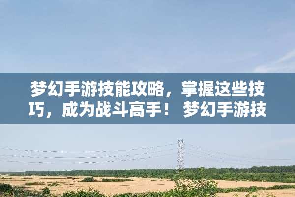 梦幻手游技能攻略，掌握这些技巧，成为战斗高手！ 梦幻手游技能