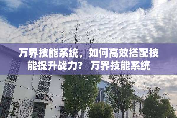 万界技能系统，如何高效搭配技能提升战力？ 万界技能系统