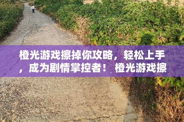 橙光游戏擦掉你攻略，轻松上手，成为剧情掌控者！ 橙光游戏擦掉你攻略