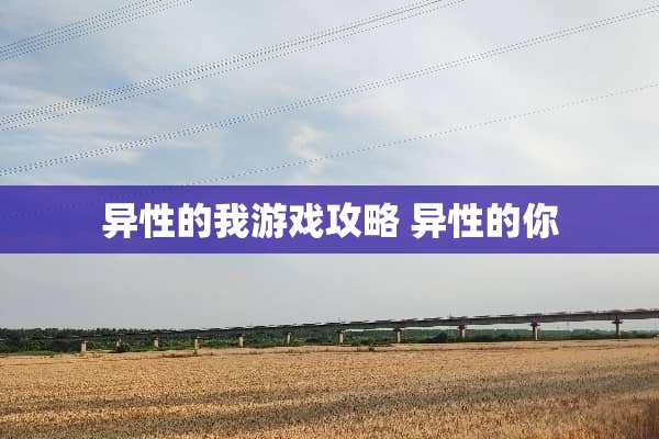 异性的我游戏攻略 异性的你