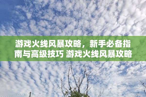 游戏火线风暴攻略，新手必备指南与高级技巧 游戏火线风暴攻略
