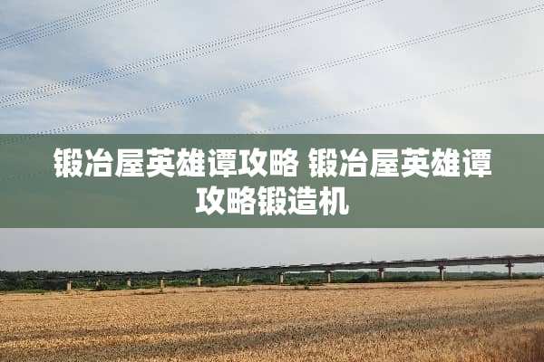 锻冶屋英雄谭攻略 锻冶屋英雄谭攻略锻造机