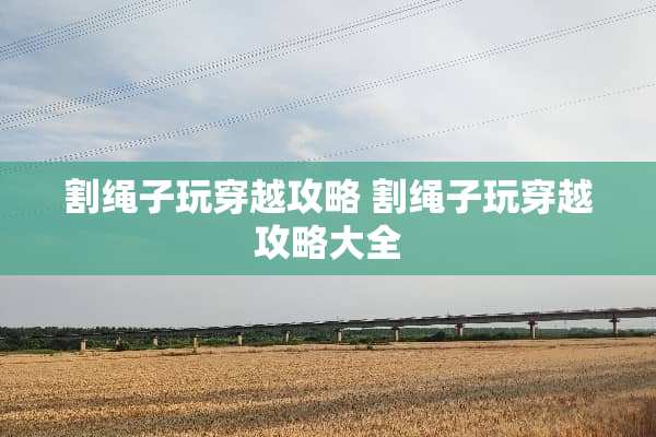 割绳子玩穿越攻略 割绳子玩穿越攻略大全
