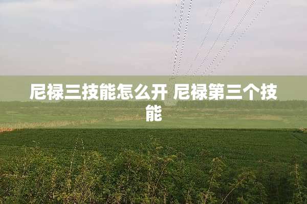 尼禄三技能怎么开 尼禄第三个技能