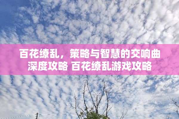 百花缭乱，策略与智慧的交响曲深度攻略 百花缭乱游戏攻略