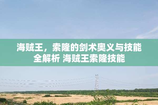 海贼王，索隆的剑术奥义与技能全解析 海贼王索隆技能